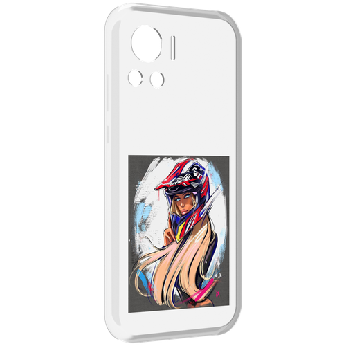 Чехол MyPads девушка-в-шлеме для Motorola Edge 30 Ultra задняя-панель-накладка-бампер