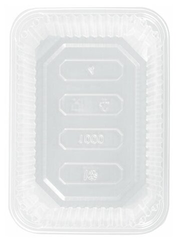 Одноразовый контейнер 1000 мл, комплект 100 шт., без крышки, 186×132 мм, прозрачные, ПП, юпласт - фотография № 6