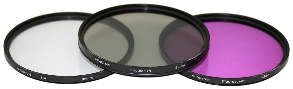 Набор светофильтров Polaroid PL3FIL82 3 фильтра 82 мм UV, CPL, FLD, чехол для хранения