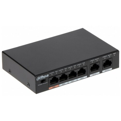 Коммутатор Dahua DH-PFS3006-4ET-60 poe switch 52v 100mbps 6 10 port network switch 4 8 port poe 120w for ip camera 250m lightning protection with uplink sfp port