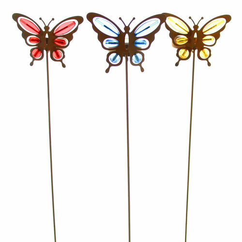 Декоративные садовые штекеры с подсвечниками Бабочки, 3 штуки крылья бабочек