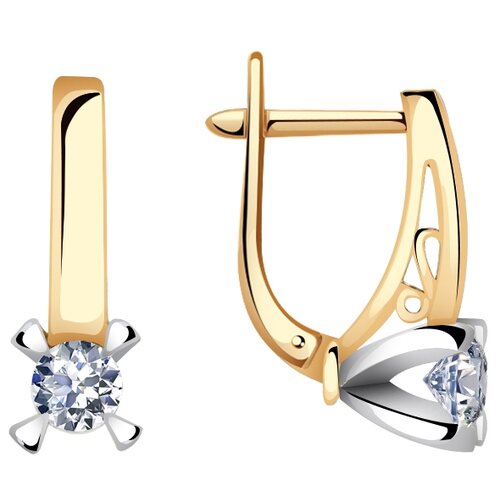 Серьги ZOLOTYE UZORY, красное золото, 585 проба, фианит