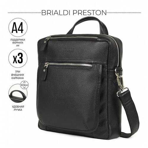 Мужская кожаная сумка BRIALDI Preston BR33394JN relief black