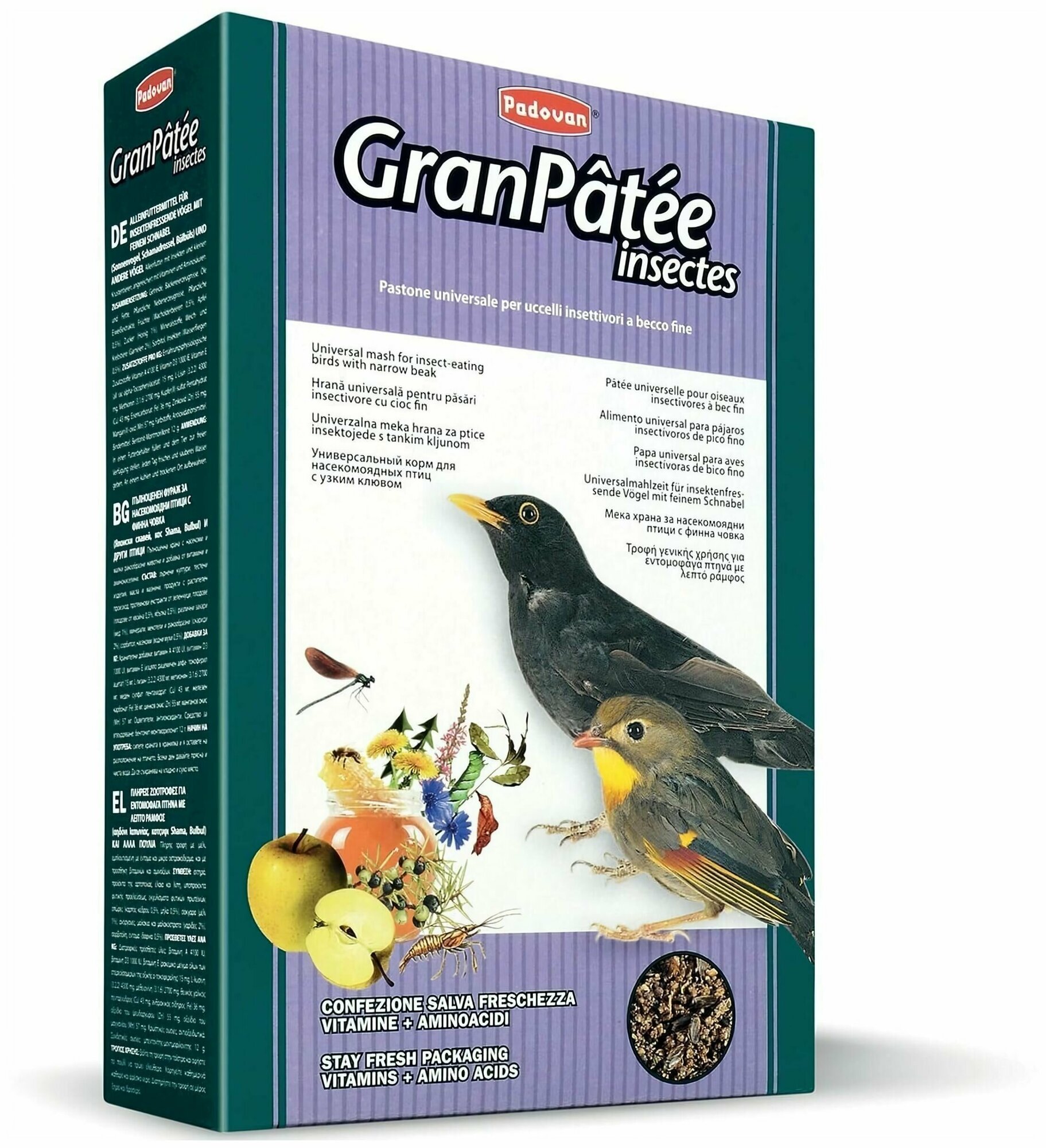 Корм для насекомоядных птиц комплексный с насекомыми PADOVAN GRANPATEE Insectes (1 кг)