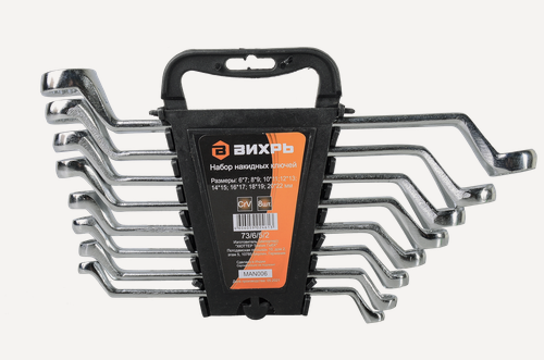 Изображение товара Набор накидных ключей Вихрь 8 шт. 6 - 22, из прочной хромованадиевой стали