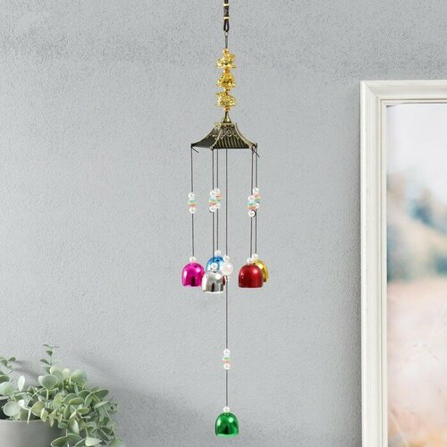 Музыка ветра металл Три денежных жабы 6 колокольчиков 55х8х8 см 2320₽