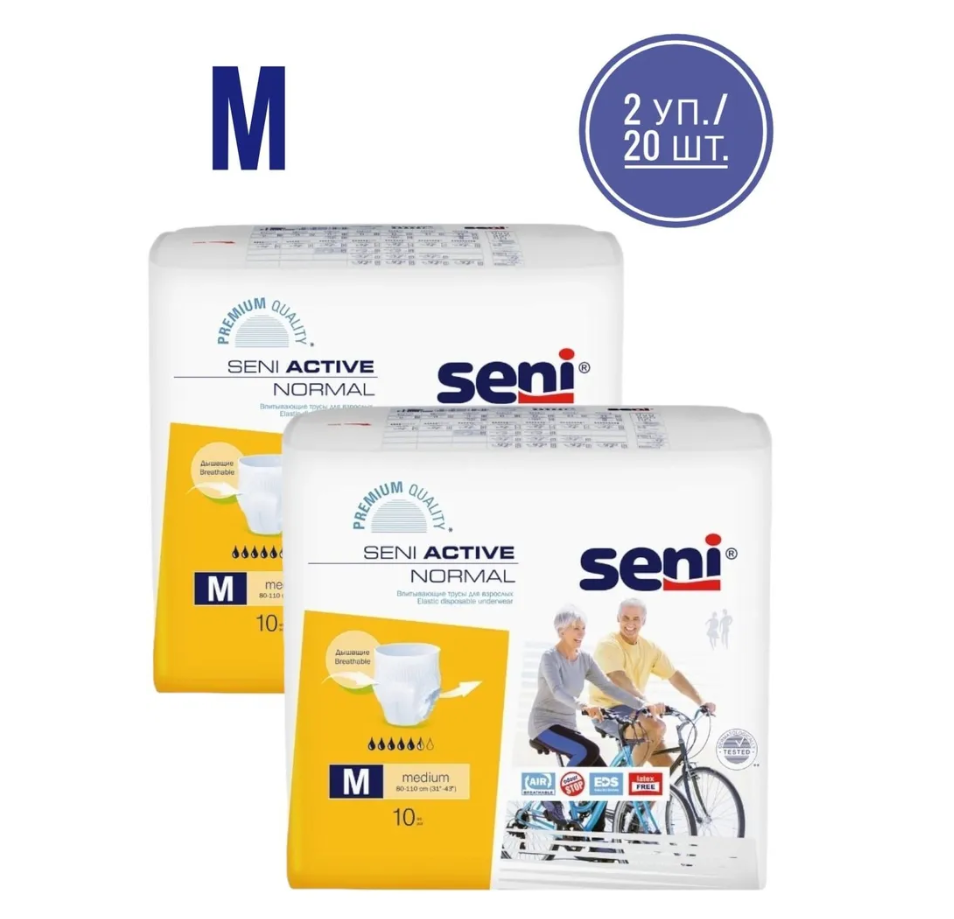 Seni Active Normal трусы впитывающие размер M 10 шт * 2 упаковки / обхват талии 80-110 см