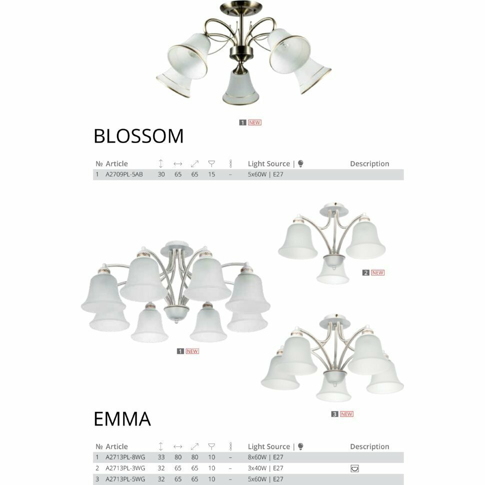 Люстра Arte Lamp BLOSSOM A2709PL-5AB - фото №7