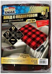 Golden Snail Плед с подогревом 140х100 см, 12V флис, клетка черно-красный GS9052