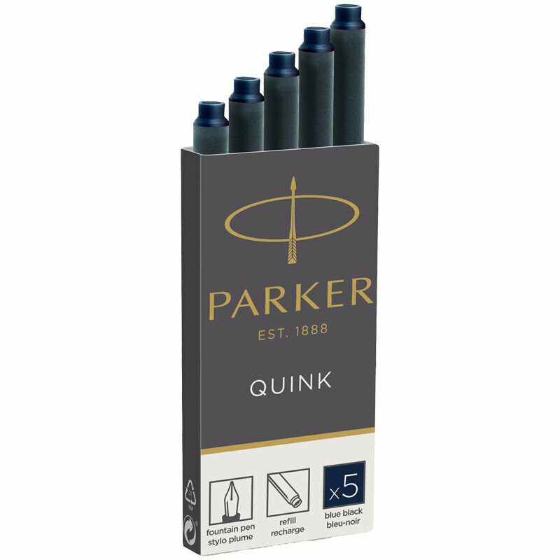 Картриджи чернильные Parker "Cartridge Quink" темно-синие, 5шт, блистер, 347621