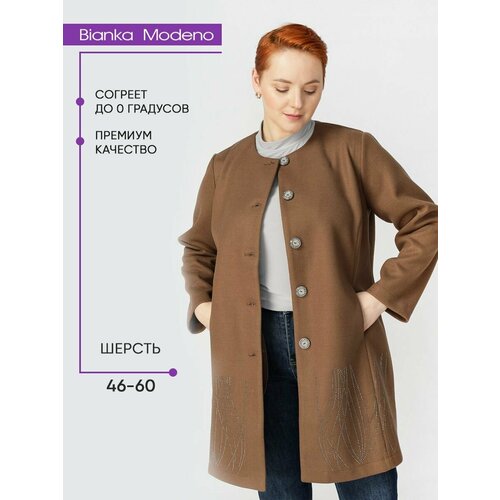 Пальто  Bianka Modeno демисезонное, размер 58, коричневый