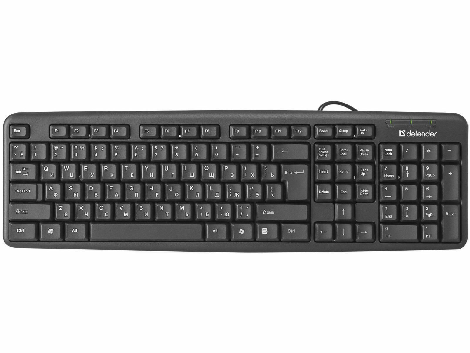 Клавиатура проводная DEFENDER Element HB-520, разъем PS/2, 104 клавиши + 3 дополнительные клавиши, черная, 45520