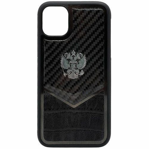 Чехол с гербом РФ кожа-карбон Delta для iPhone 11, iGrape (Черный) чехол для iphone 11 qy premium case чехол для айфон на 11 чехол премиум на айфон