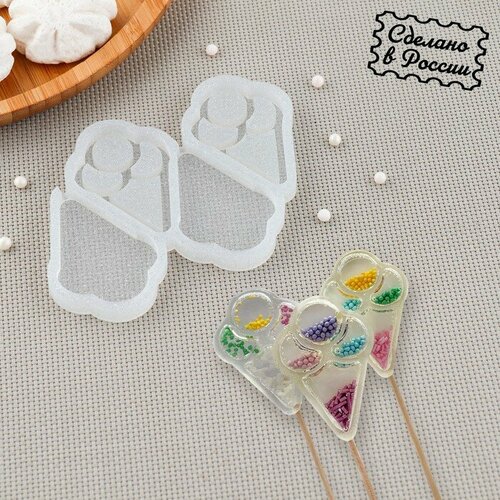 Силиконовый молд для леденцов и шоколада Мороженое погремушка 64 см цвет прозрачный 1115₽