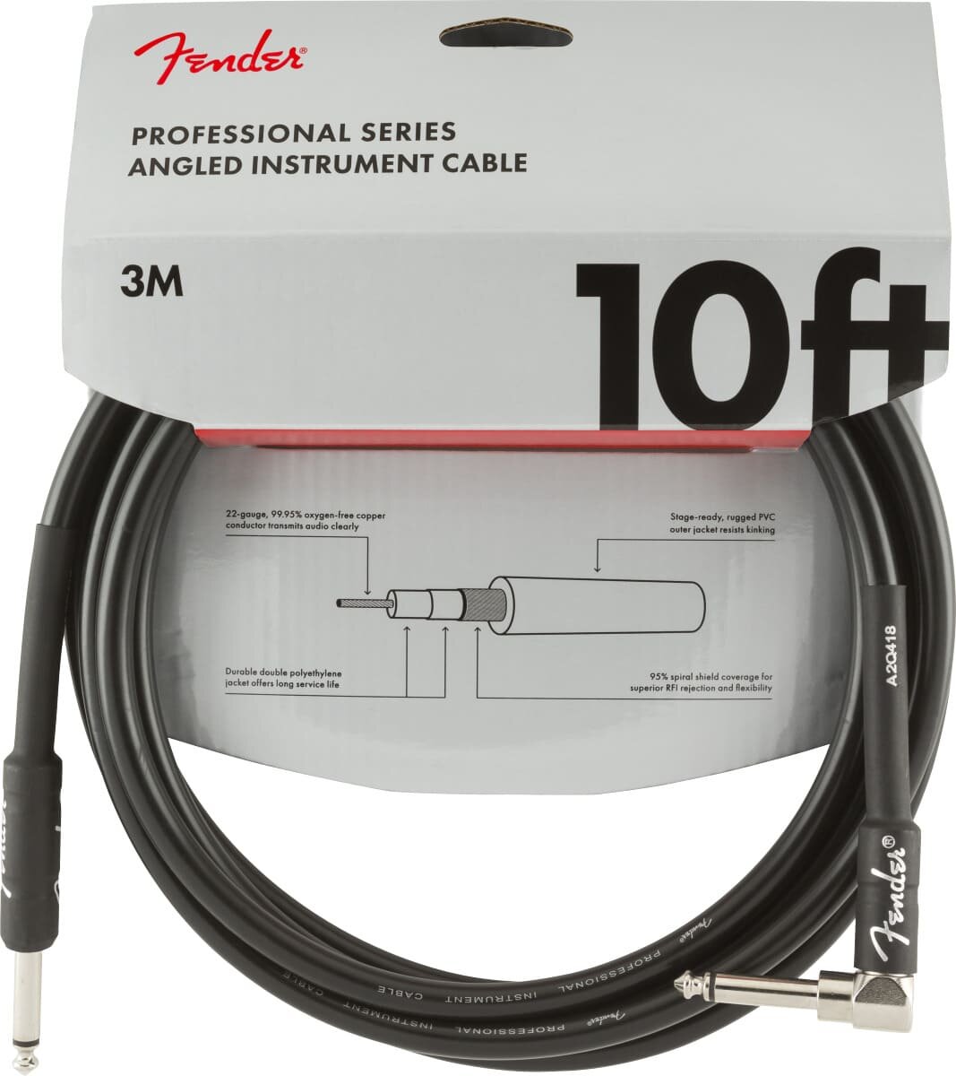 Гитарные кабели FENDER 10 ANGLE INST CBL BLK - фото №2