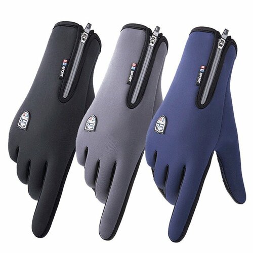 Перчатки , черный, синий перчатки мужские зимние замшевые теплые кожаные митенки с пряжкой для сенсорного экрана для езды на велосипеде занятий спортом вождения