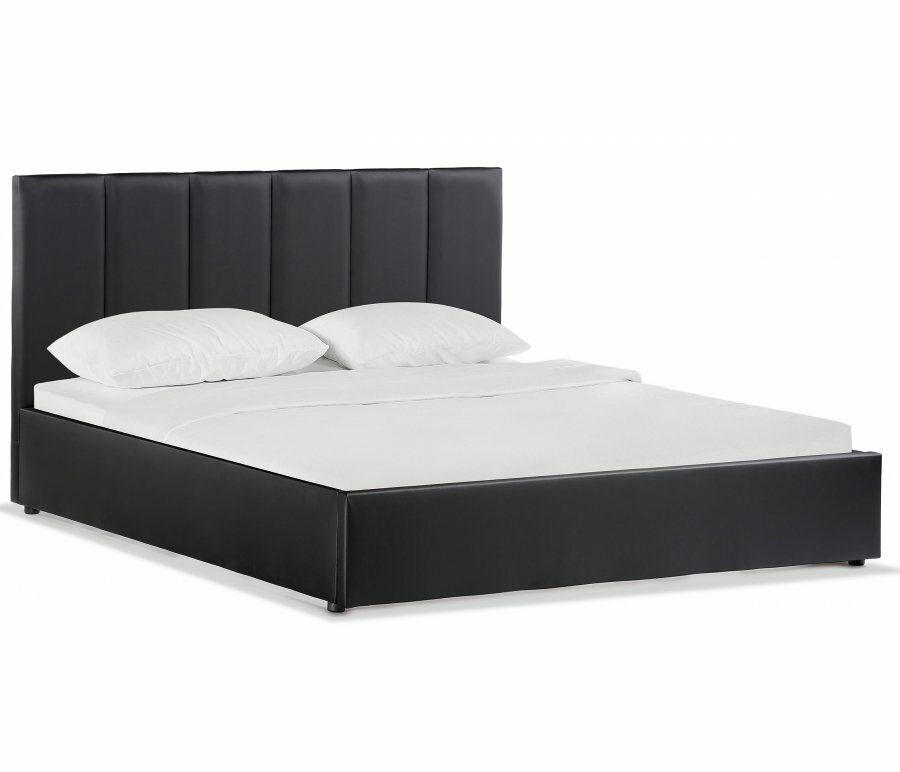 Двуспальная кровать Woodville Афродита-3 160х200 с ПМ экокожа черная