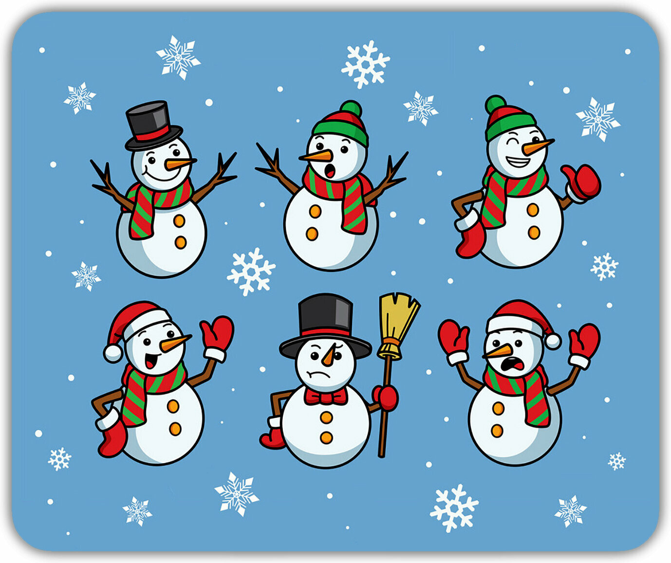 Коврик для мыши "С Новым годом! Весёлый снеговик" (24 x 20 см x 3 мм)