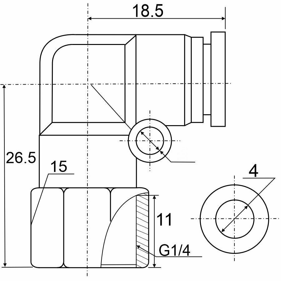 Фитинг с внутренней резьбой PLF 04-02 - фотография № 4