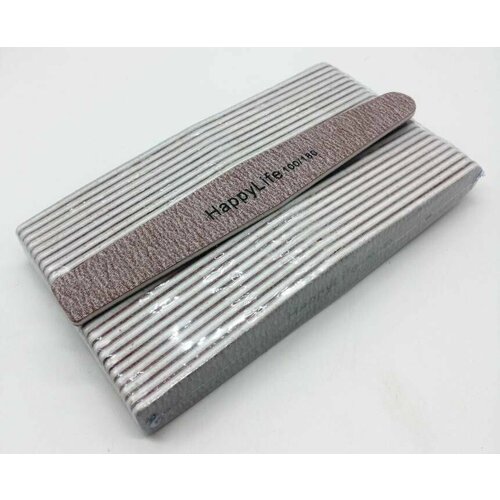 Пилка Happy Life, трапеция, зернистость 100/180 грит, коричневая, 25шт в 1уп