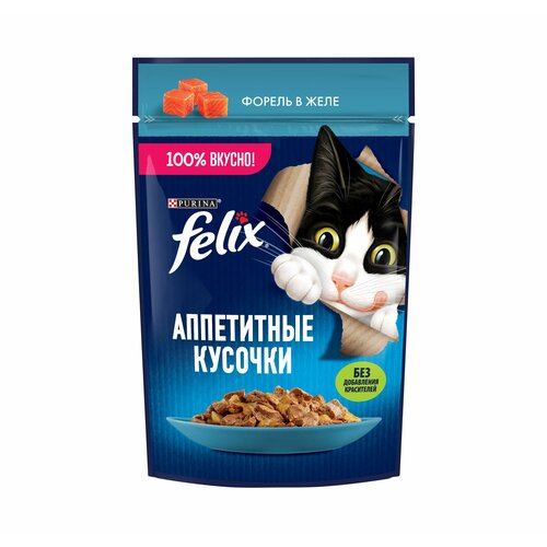 Felix 75 г пауч влажный корм для кошек аппетитные кусочки с форелью 52 шт