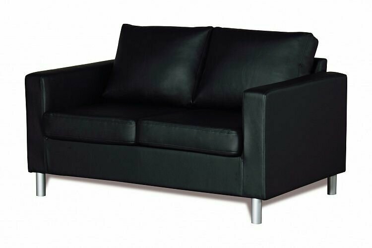 фото Диван прямой Ватсон для дома и офиса 160x75х90 черная экокожа