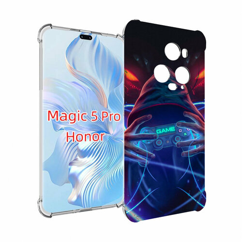 Чехол MyPads игра джойстик неоновый фон для Honor Magic 5 Pro задняя-панель-накладка-бампер