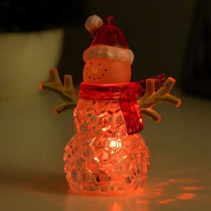 RISALUX Ночник "Снеговик" LED 1Вт RGB 3хLR44 прозрачный 8х8х10см - фотография № 4