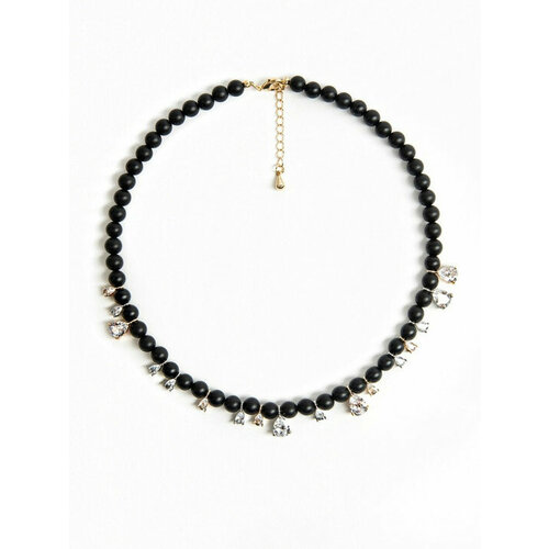 Колье НА ЦАЦКАХ, фианит, серебряный, черный