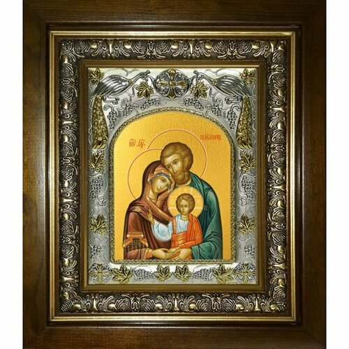 Икона Святое Семейство, 14x18 см, в деревянном киоте 20х24 см, арт вк-5581