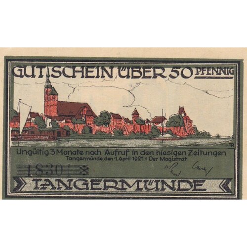 Германия (Веймарская Республика) Тангермюнде 50 пфеннигов 1921 г. (2) германия веймарская республика пириц 50 пфеннигов 1921 г 2