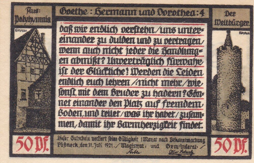 Германия (Веймарская Республика) Пёснек 50 пфеннигов 1921 г. (Вид 4) (№4)