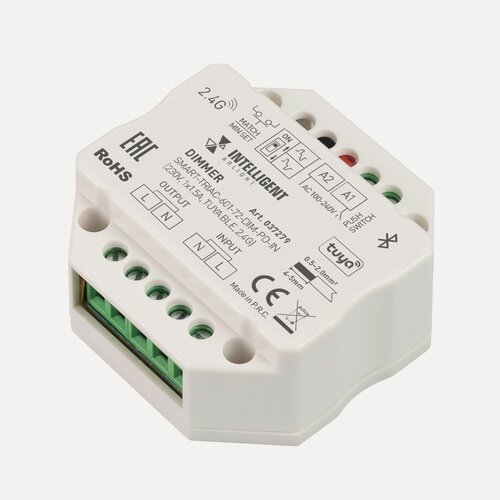 Изображение товара INTELLIGENT ARLIGHT Диммер SMART-TRIAC-601-72-DIM-PD-IN (230V, 1x1.5A, TUYA BLE, 2.4G) (IARL, IP20 Пластик, 5 лет) 03727