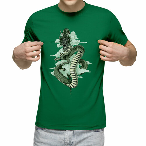 мужская футболка белый дракон s зеленый Футболка Us Basic, размер 2XL, зеленый