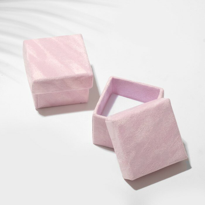 Коробочка подарочная под кольцо "Бархат", 5*5 (размер полезной части 4,2х4,2см), цвет розовый, 6 штук