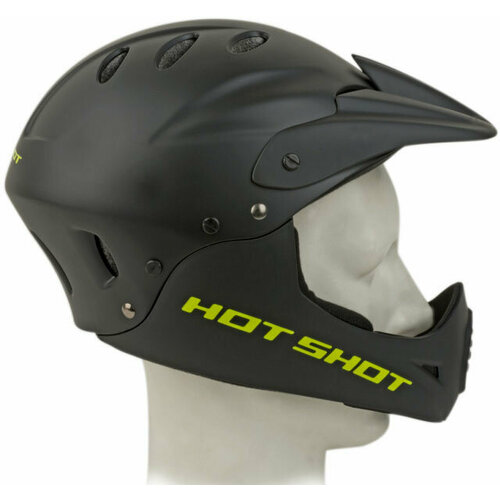 шлем 8 9110389 freeride dh bmx enduro fullface abs hard shell суперпрочный hot shot hst x9 191 yell neon blk 17 отверстий неоново желтый 56 58см author Шлем AUTHOR Hot Shot HST X9 191, черный матовый черный, Размер: 52-54 52-54