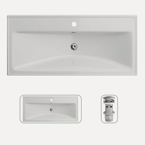 Изображение товара Раковина для ванной AM.PM, с донным клапаном, 100 см, мебельная, встроенная, хром