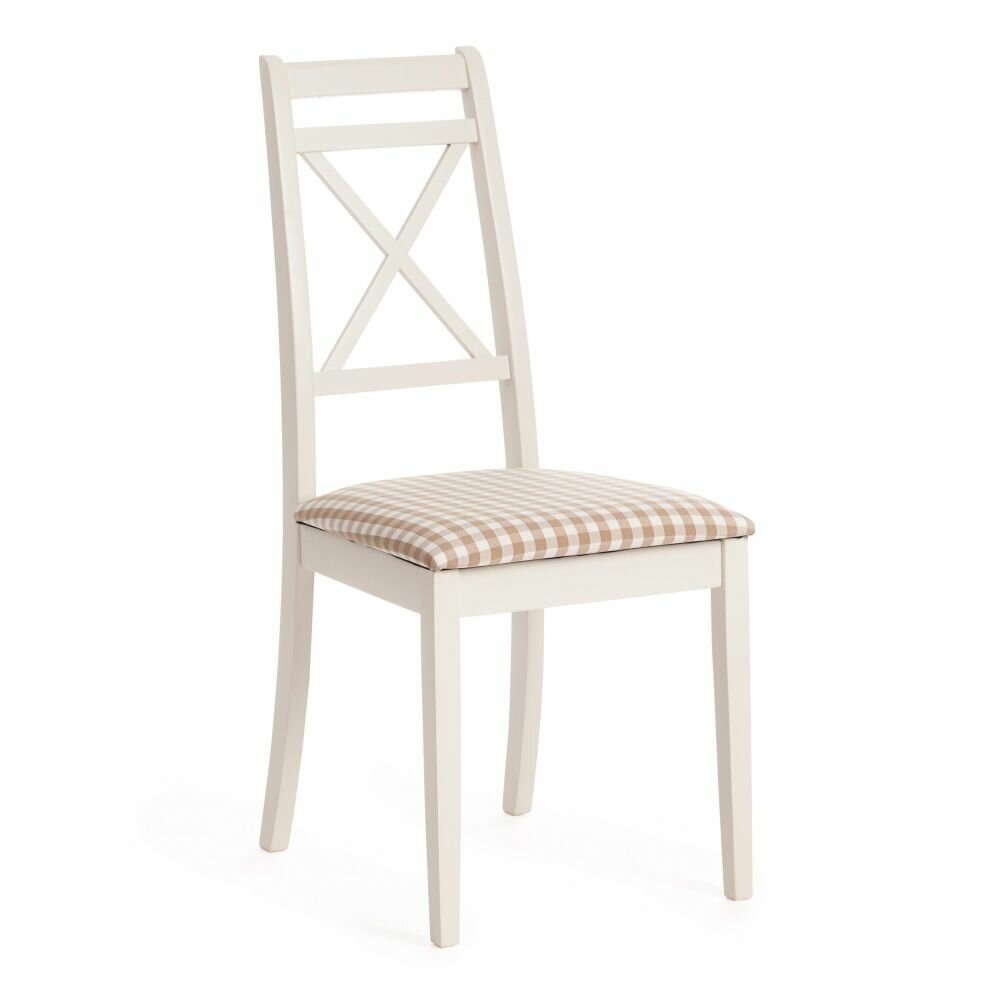 фото Стул Picasso ( PC-SC ) дерево гевея/мдф, 45х53х97см, ivory white (слоновая кость 2-5), ткань: клетка мелкая (S505-18)