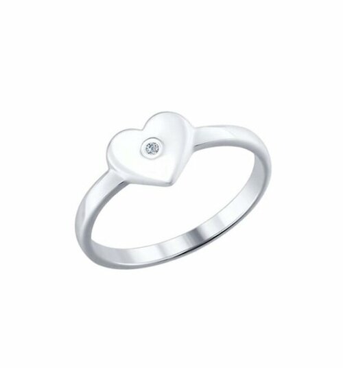Кольцо кольцо из серебра 87010009, серебро, 925 проба, родирование, бриллиант, размер 17, бесцветный
