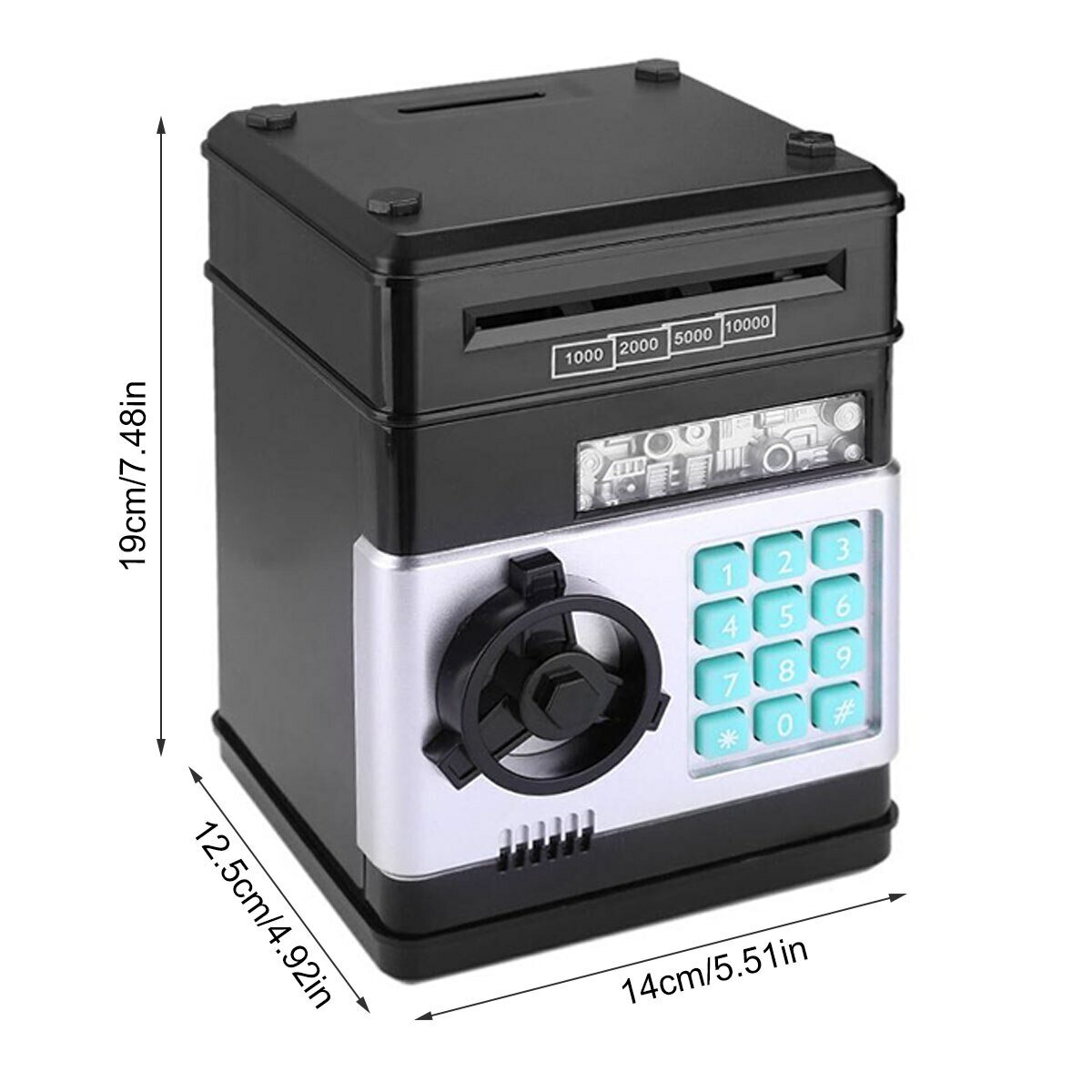 фото Копилка с кодовым замком, копилка-сейф, сейф, копилка для детей, копилка для взрослых, копилка для денег, подарок для взрослых и детей, черного цвета