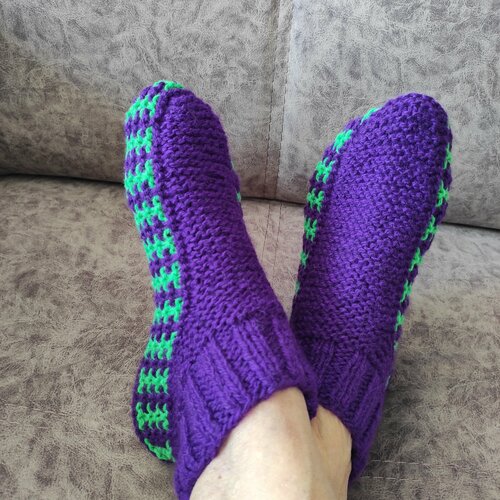 Женские носки  средние, размер 23/25, фиолетовый, зеленый