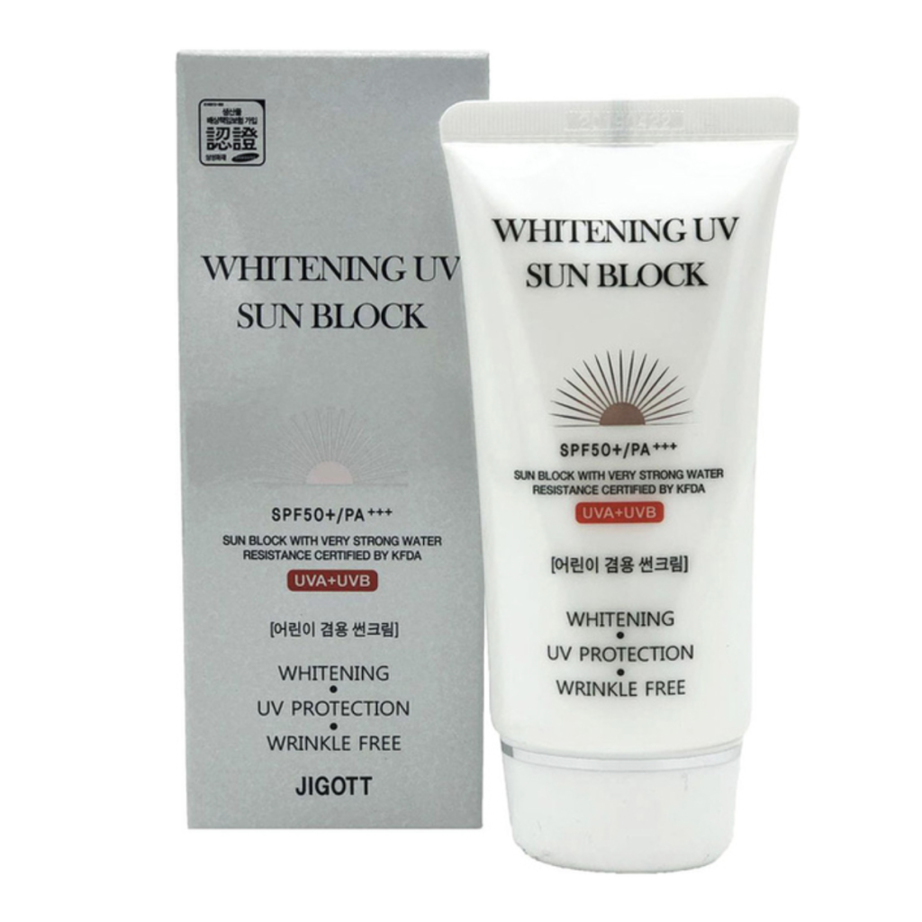 Осветляющий солнцезащитный крем для лица [Jigott] Whitening UV Sun Block Cream SPF50+ PA+++