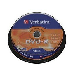 Verbatim Диск Диски DVD-R 4.7Gb 16х, 10 шт, Cake Box 43523