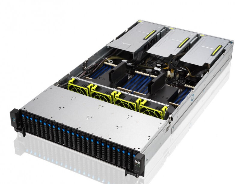 Сервер ASUS RS720A-E11-RS24U без процессора/без ОЗУ/без накопителей/количество отсеков 25" hot swap: 24/LAN 10 Гбит/c
