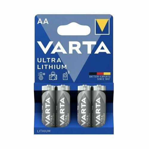 Батарейки Varta ULTRA FR6 AA BL4 Lithium 1.5V (6106) (4/40/400) батарейка roxy kids ultra digital premium aa 2 шт