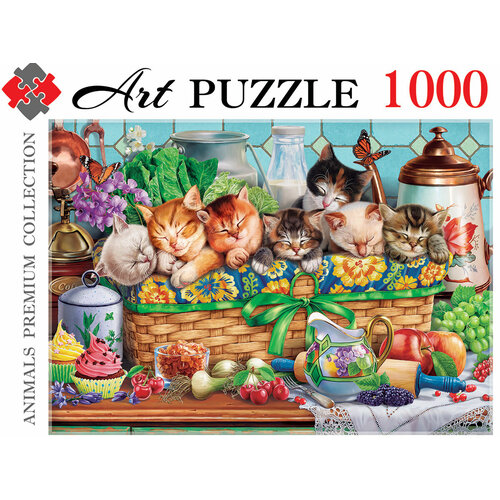 Пазл Artpuzzle 1000 деталей: Котята в корзинке пазл 1000 эл котята в саду ф1000 7955