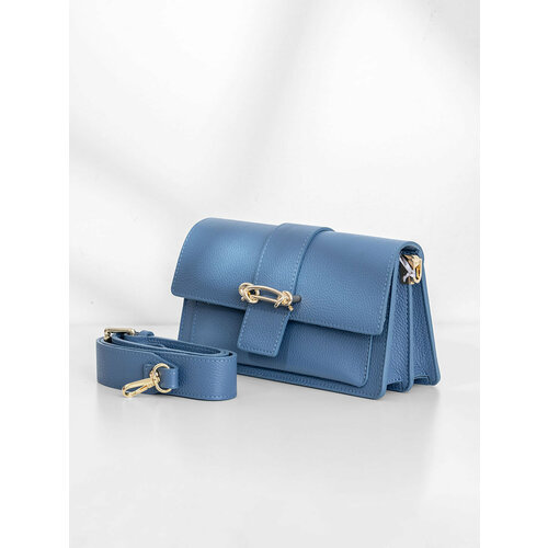 фото Сумка багет steffalini, фактура зернистая, голубой