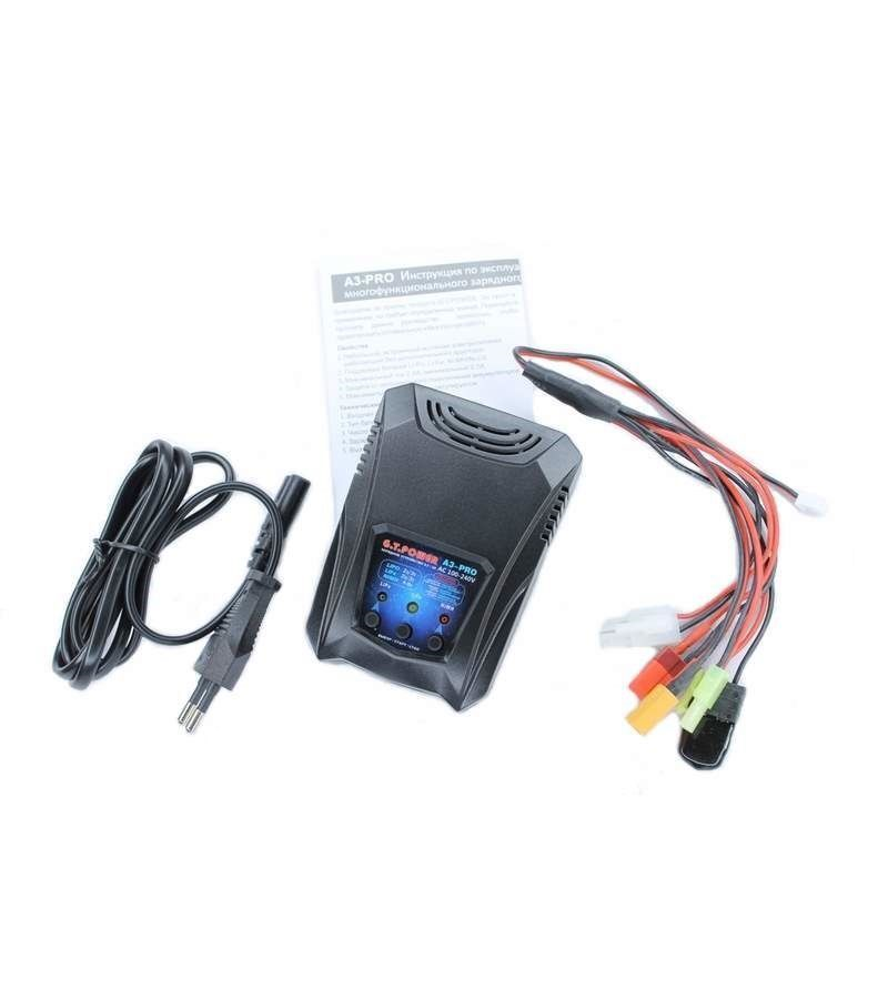 Универсальное З/У G.T.Power A3PRO-V1 LiPo/NiMh (220В/2A/2-3S) T-plug/TRX/Tamiya/Mini Tamiya/XT60