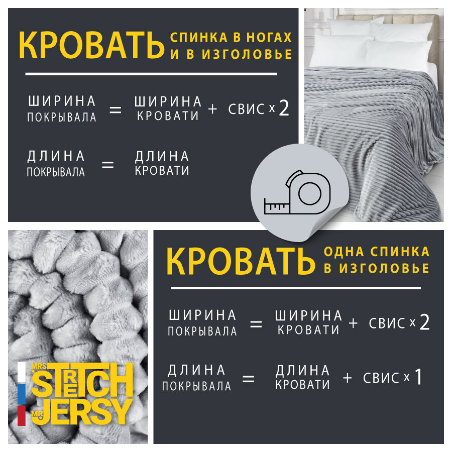 Плед-покрывало для пикника Stretch Jersy 150х200, мягкий и теплый, велсофт, светло-серый