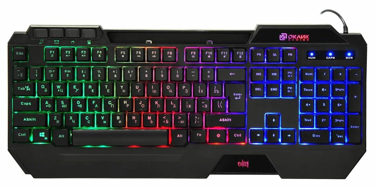 Клавиатура Oklick 719G COVEN черный USB - фото №1